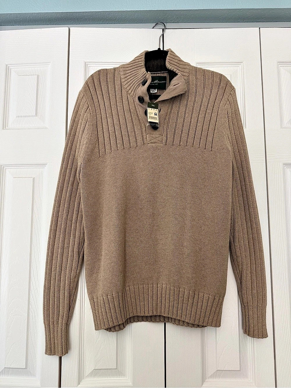 Eddie Bauer Men's Cotton Knit Mock Neck Sweater Size Medium NWT